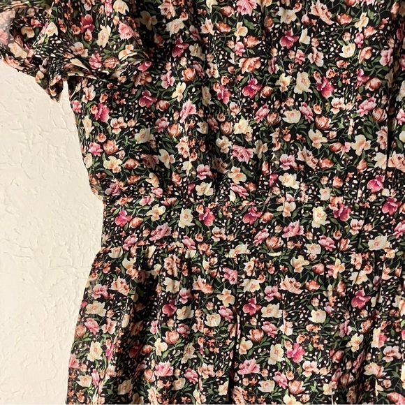 LULU’S Always Inspired Black Floral Print Mock Neck Tiered Mini Dress - Picture 6 of 14